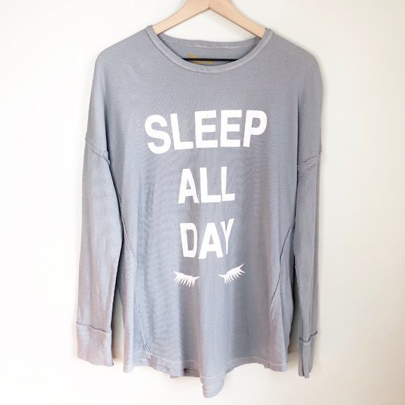 Show Me Your Mumu Sleep All Day Thermal Blue Shirt - Picture 3 of 8